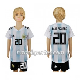 Camisetas Argentina Kun Aguero 20 Niño Primera Equipacion Mundial 2018